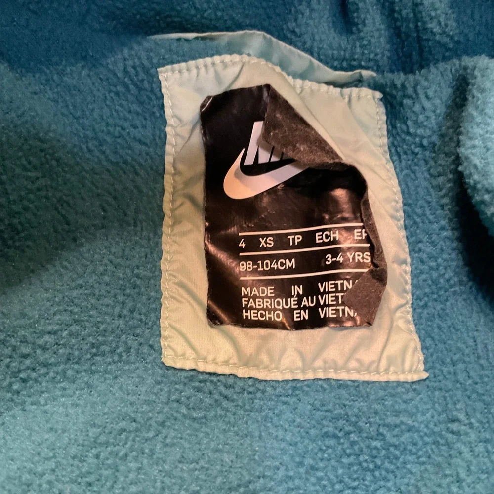 Nike Puffer Coat Size XS 4 Girls With‎ Hood Insulated Winter Teal Blue Kids